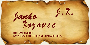 Janko Kožović vizit kartica
